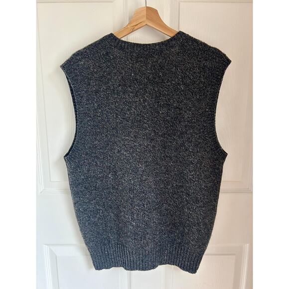 Vintage Hunting Horn 100% Shetland Wool Charcoal Men's Sweater Vest Size M - Picture 5 of 6